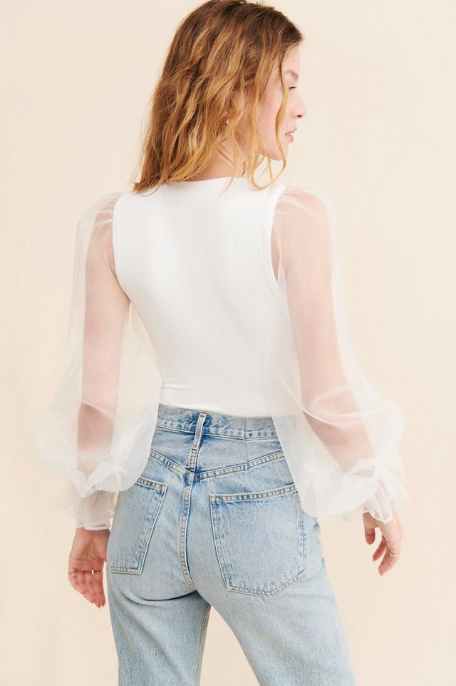 Hutch V-Neck Puff-Sleeve Bodysuit #1