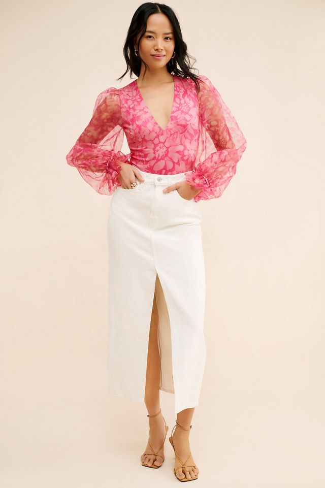 Hutch V-Neck Puff-Sleeve Bodysuit | Anthropologie