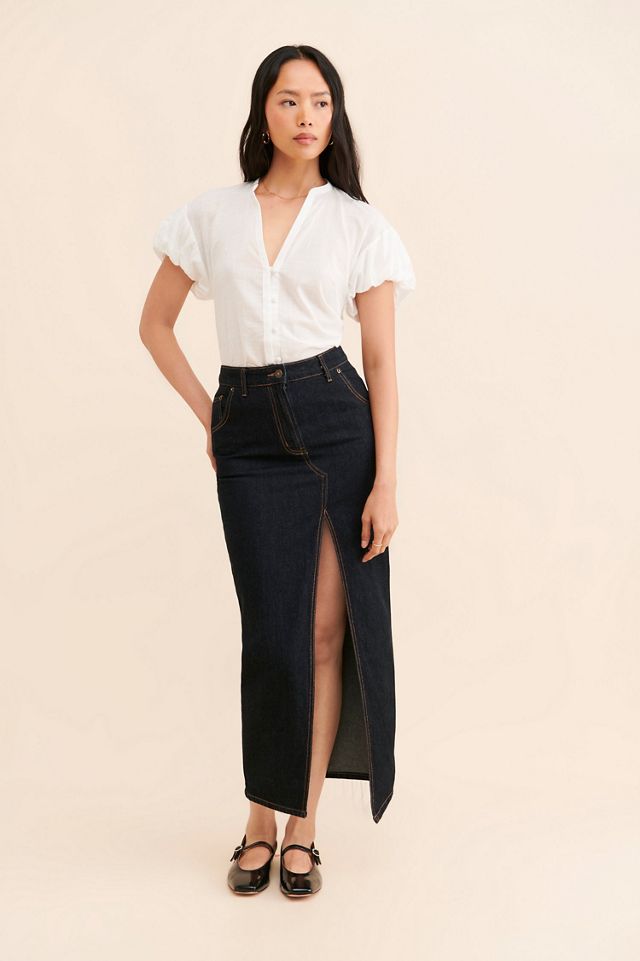 Bubble-Sleeve Buttoned Blouse #3