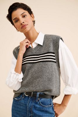 Dot and Lu Oversized Striped Vest