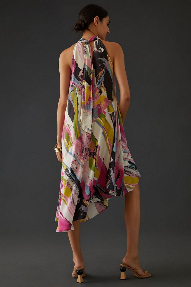 Silk Halter Midi Dress #1