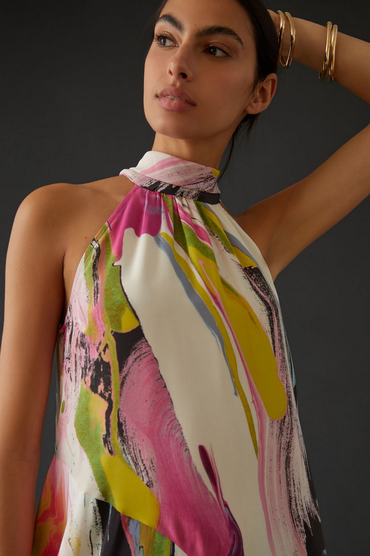 Silk Halter Midi Dress