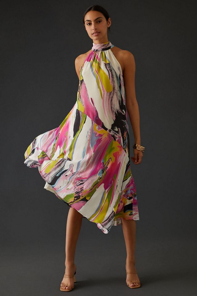Silk Halter Midi Dress #3