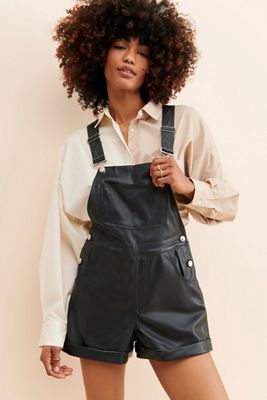 WeWoreWhat Basic Vegan Leather Shortalls