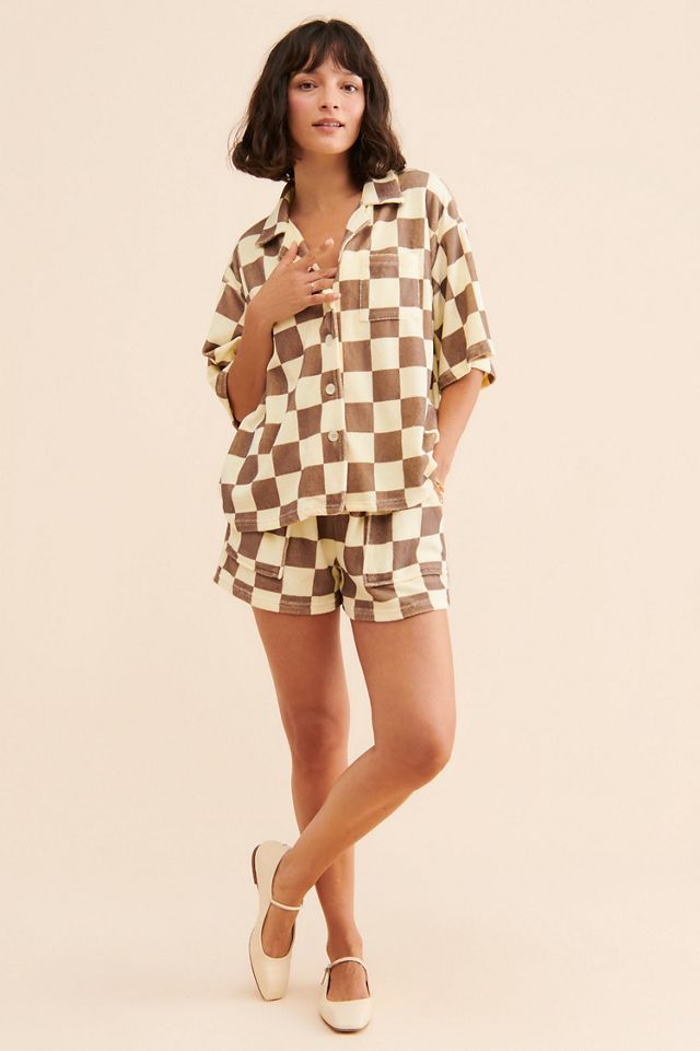 ONA Checker Terry Oversized Button Down #3