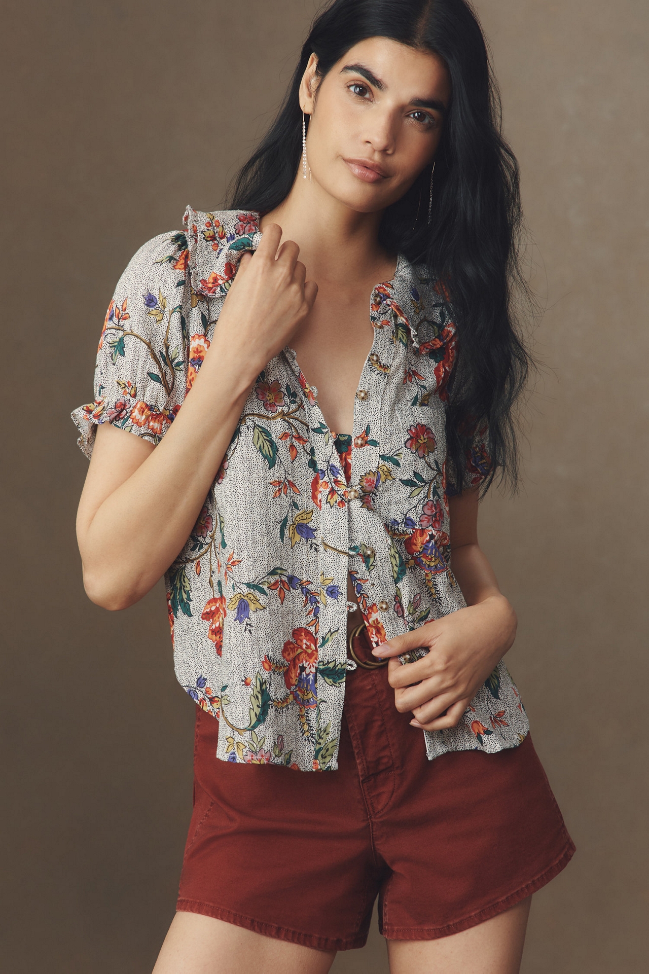 Pilcro Keira Collared Button-Front Blouse
