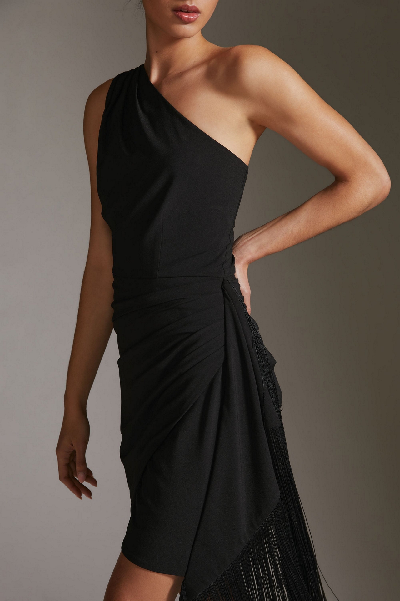Hutch Ruched Fringe Mini Dress