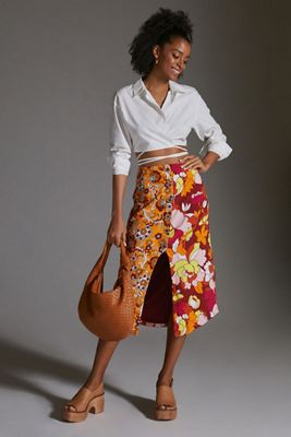 Maeve Button-Front Cutout Midi Skirt