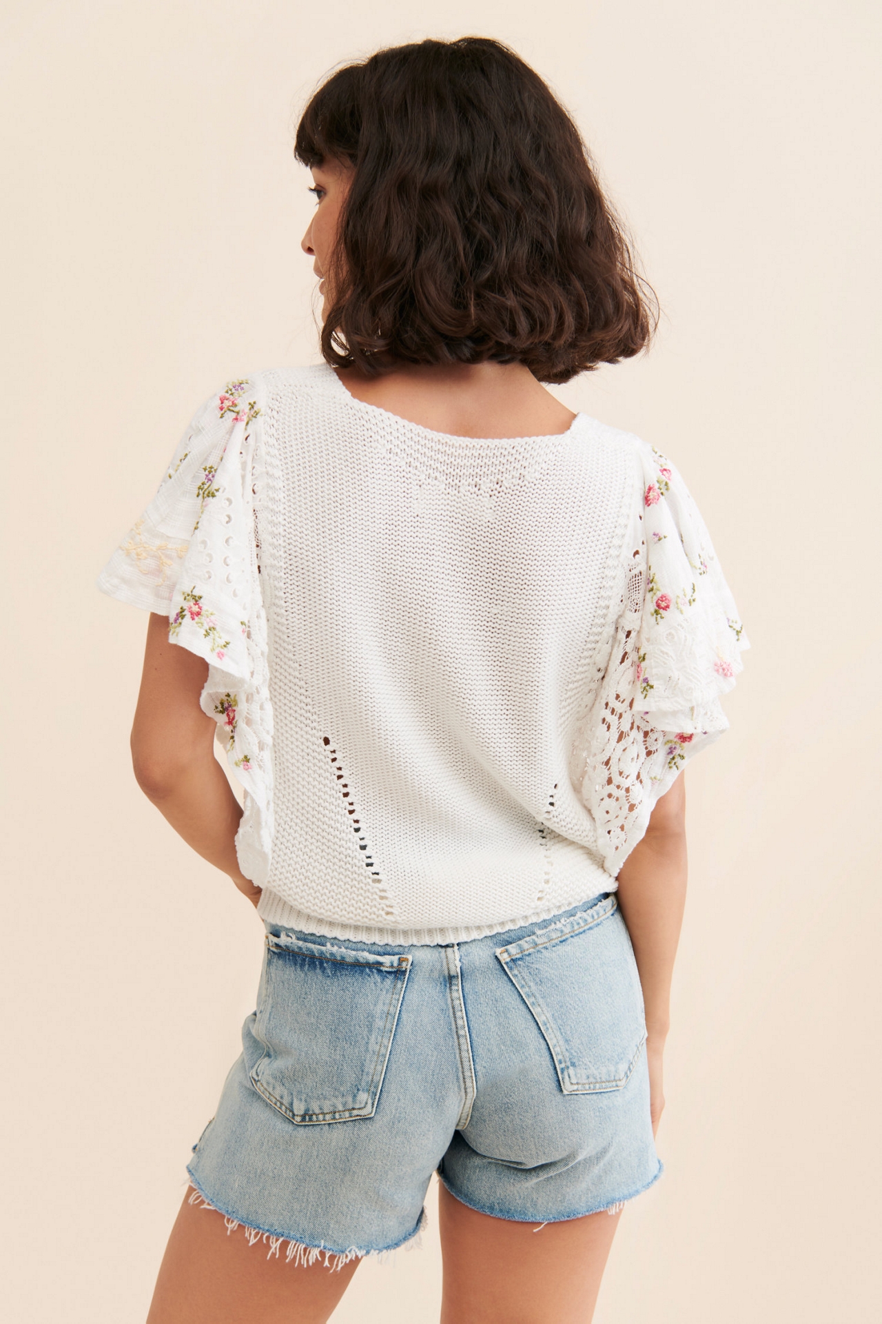 Eyelet Sleeve Sweater