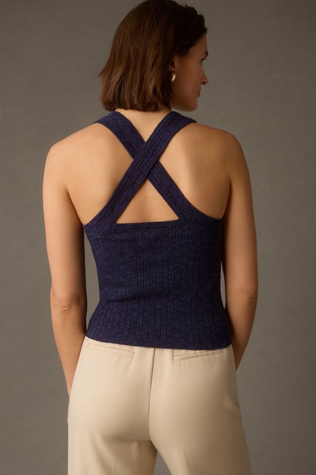 Ribbed Square-Neck Sweater Tank #1