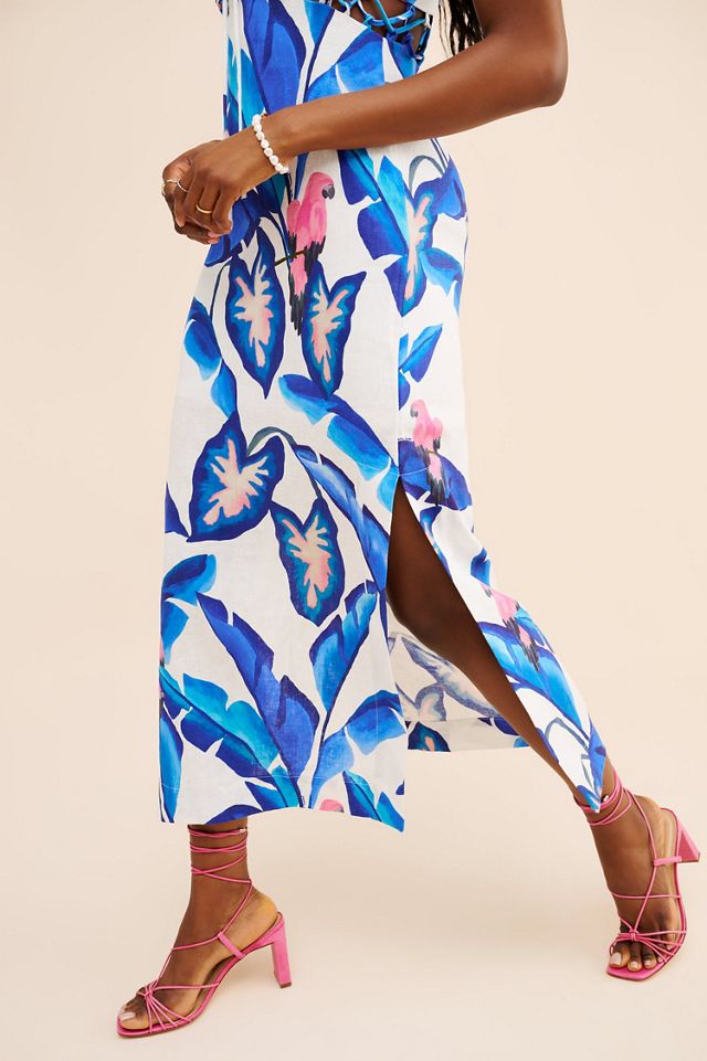 FARM Rio Linen Foliage Midi Dress #3