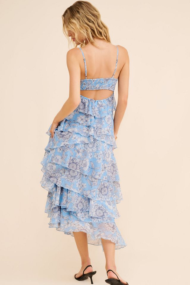 Ollari Chiffon Tiered Maxi Dress #1