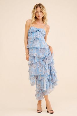 Ollari Chiffon Tiered Maxi Dress