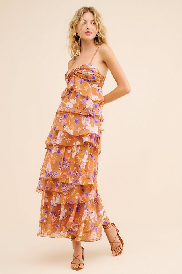 Ollari Chiffon Tiered Maxi Dress #3