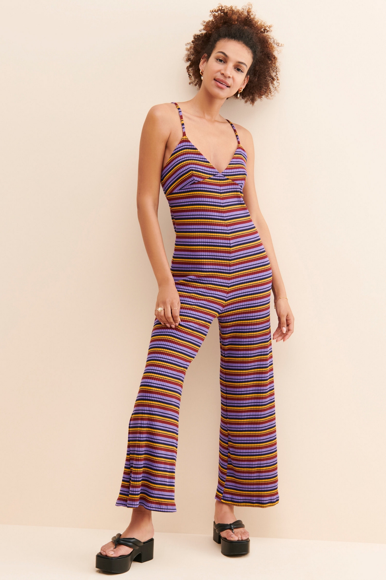 SUNDRY Striped Knit Jumpsuit