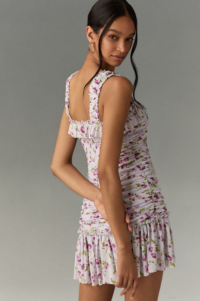 Sleeveless Square-Neck Ruched Mini Dress #1