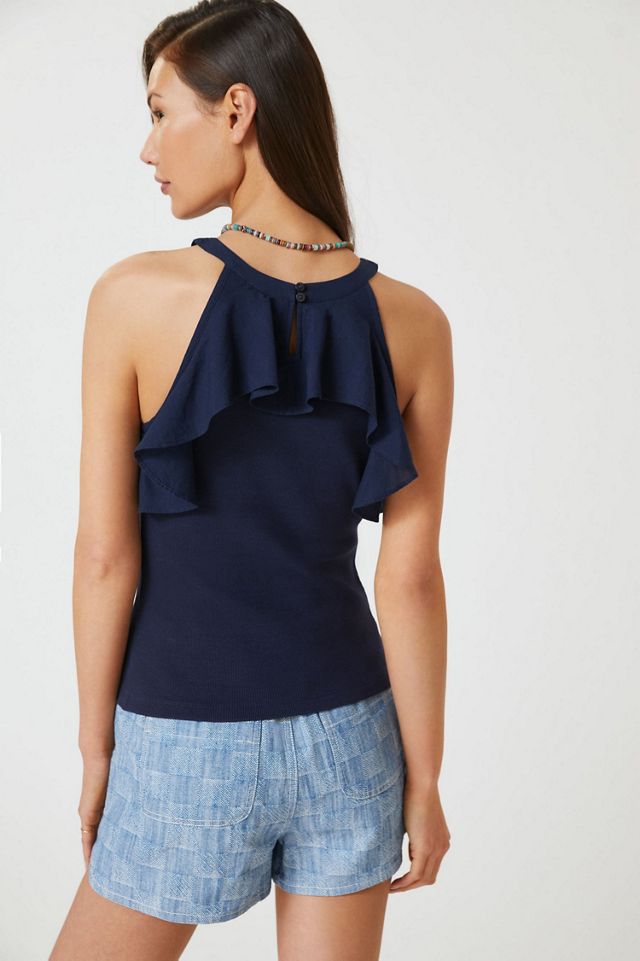 Maeve Ruffled Rib Halter Tank #1