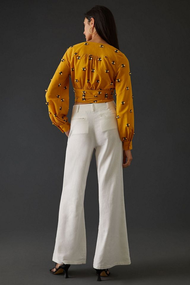 Maeve Embroidered Wrap Top #1