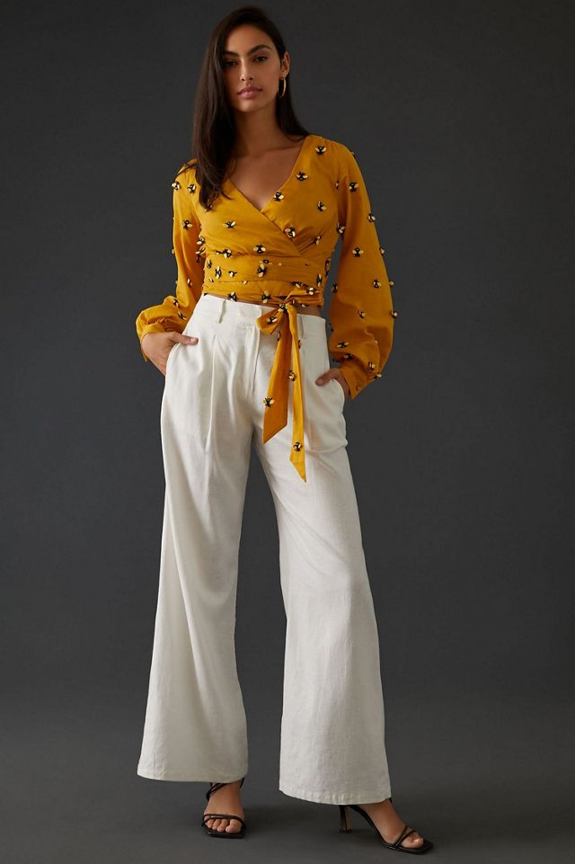 Maeve Embroidered Wrap Top #3