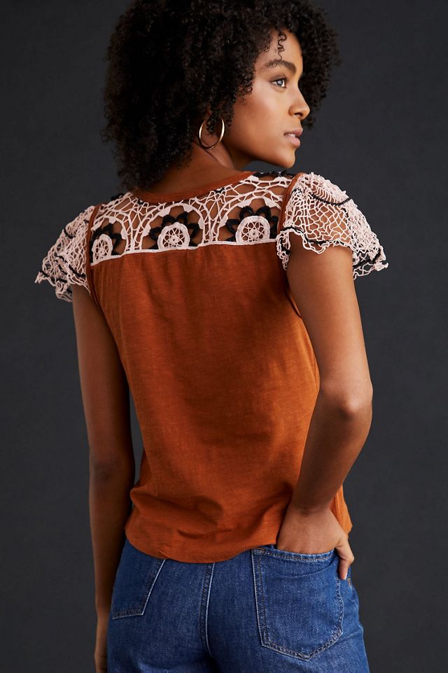 Lace Flutter Sleeve Top #1