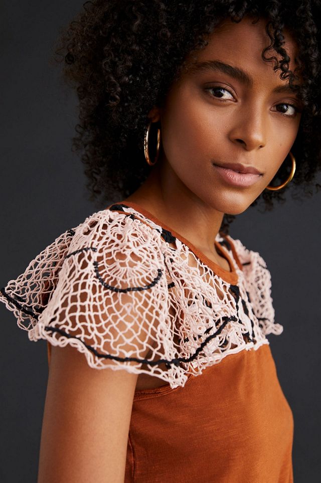 Lace Flutter Sleeve Top #2