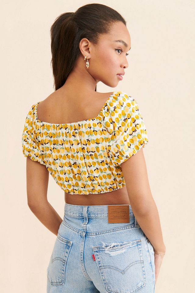 en elly Lemon Print Crop Top #1