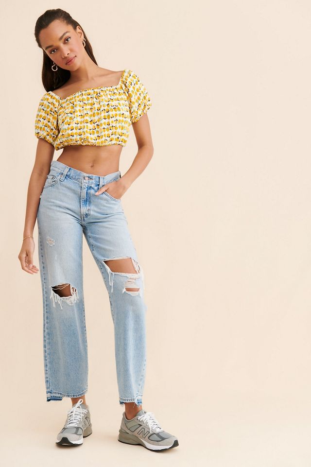 en elly Lemon Print Crop Top #3