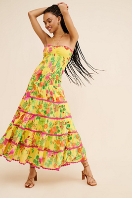 FARM Rio Delicate Fruit Garden Halter Maxi Dress | Anthropologie