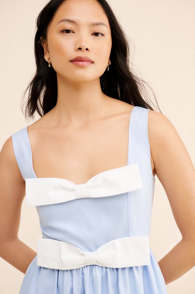 Flat White Bow Mini Dress #2