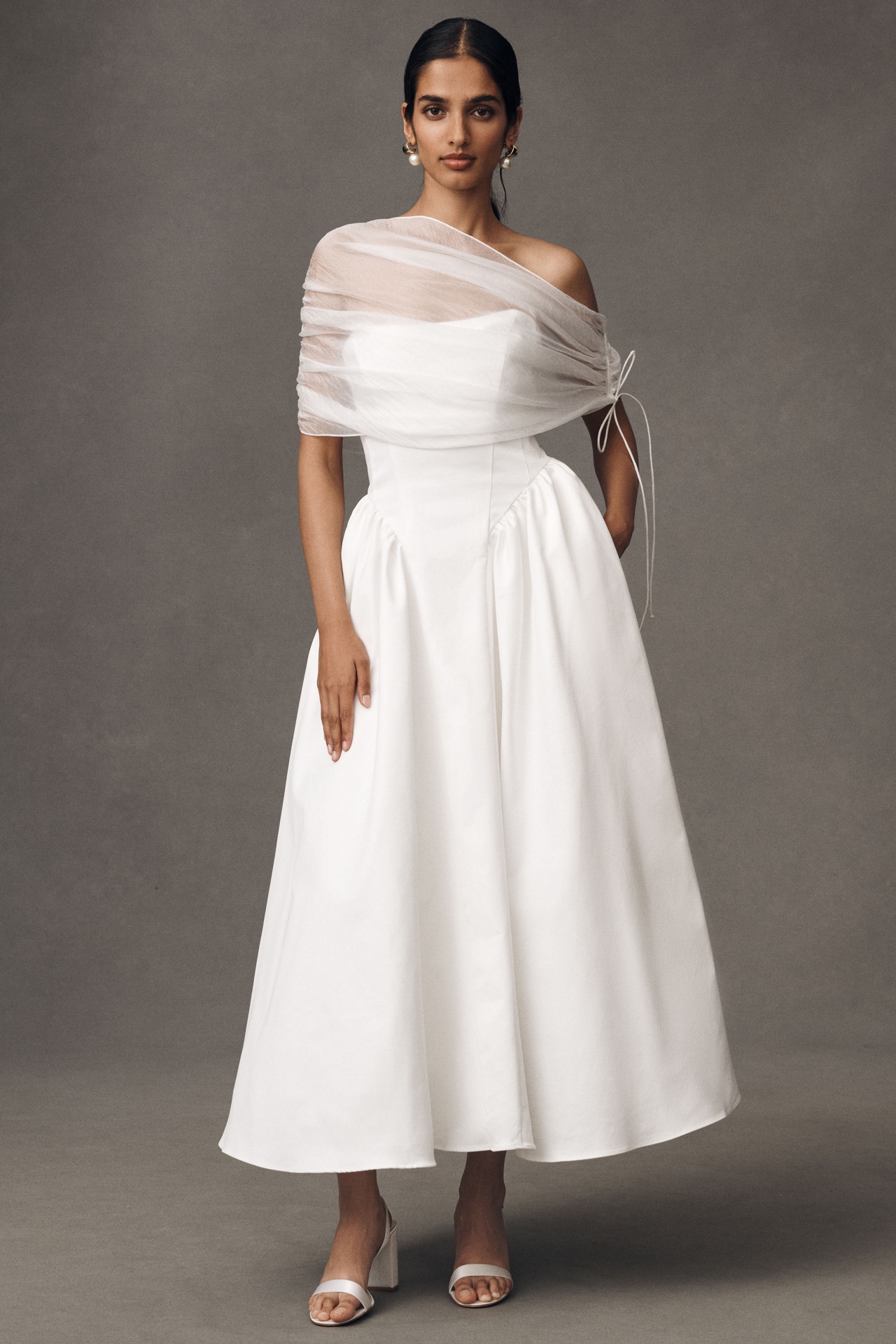 BHLDN Ruched Sheer Cape