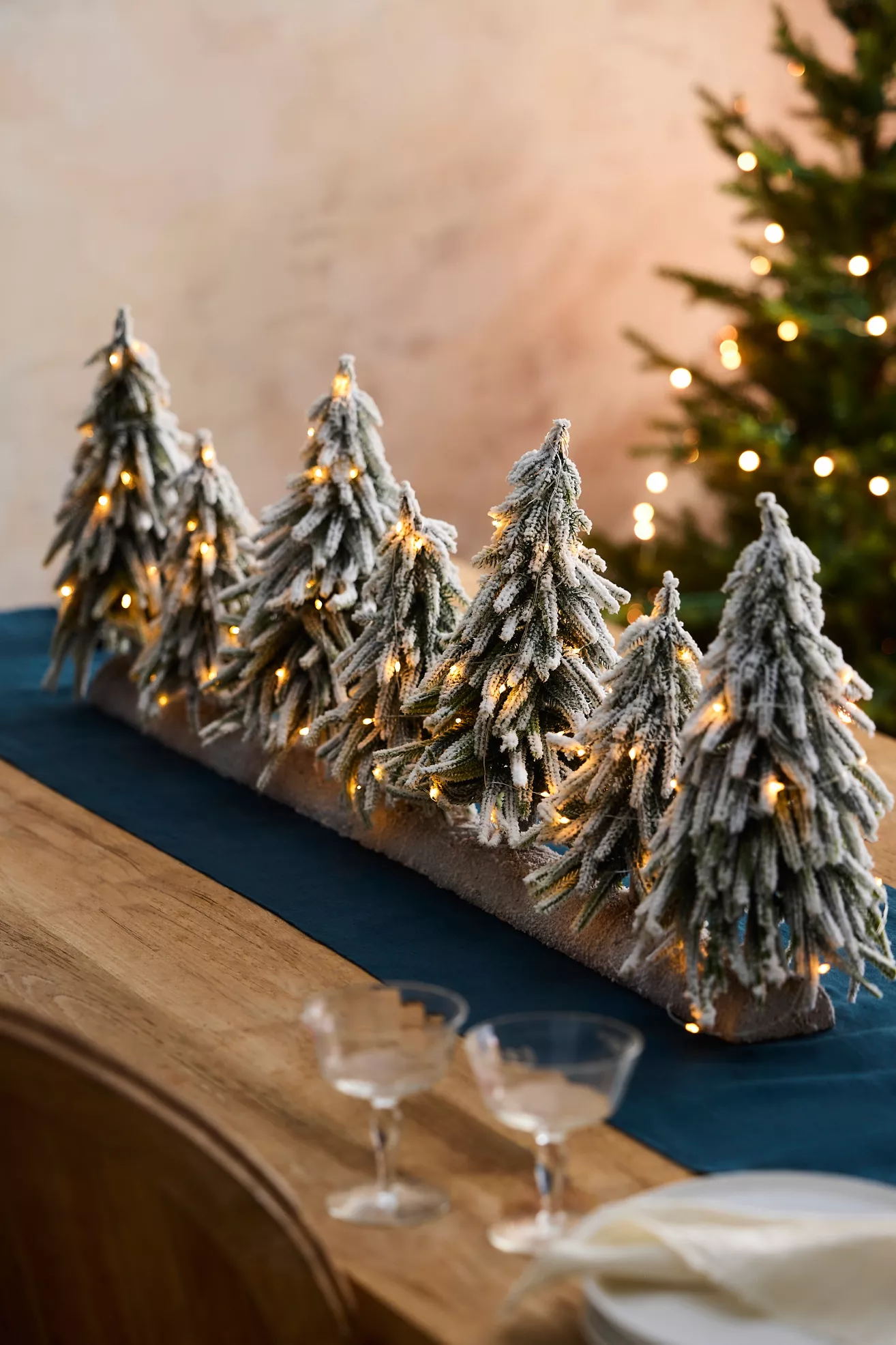Terrain Illuminated Snowy Brush Tree Centerpiece