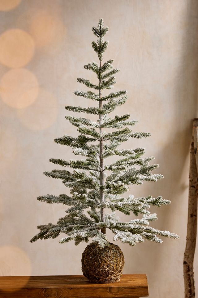 Faux Snowy Moss Ball Fir Tree, 40” #2