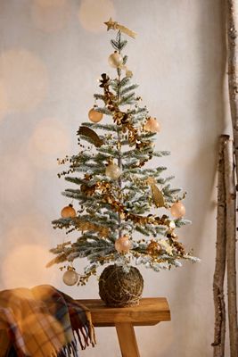 Faux Snowy Moss Ball Fir Tree, 40”