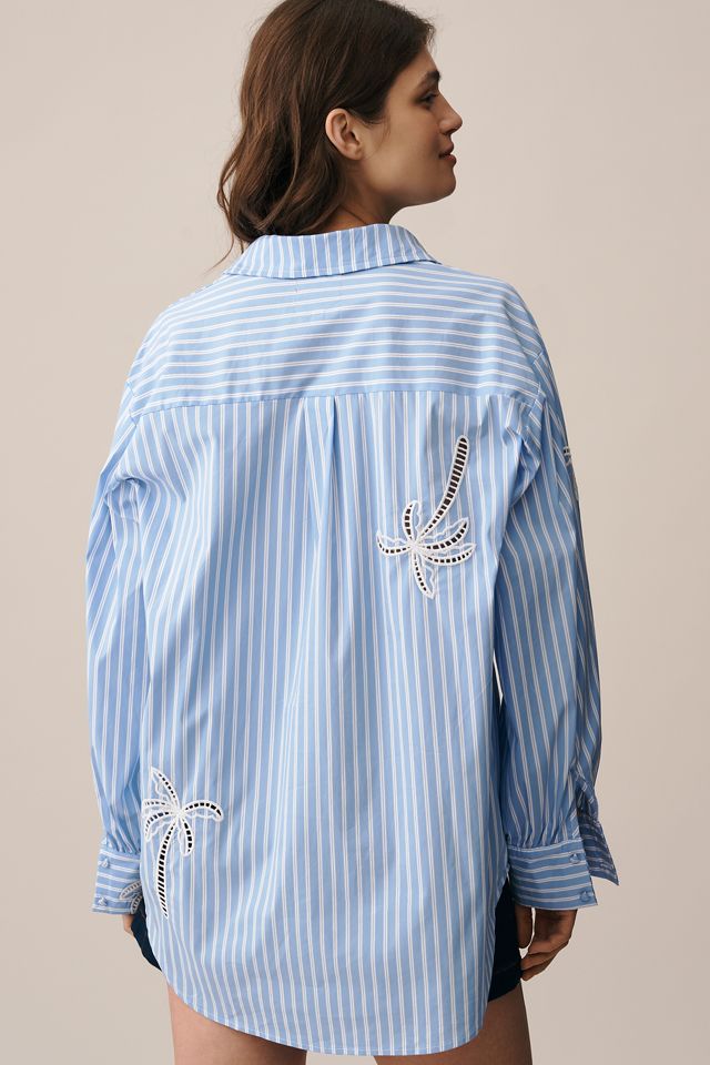 Romi Basha Long-Sleeve Embroidered Palms Tunic Top #2