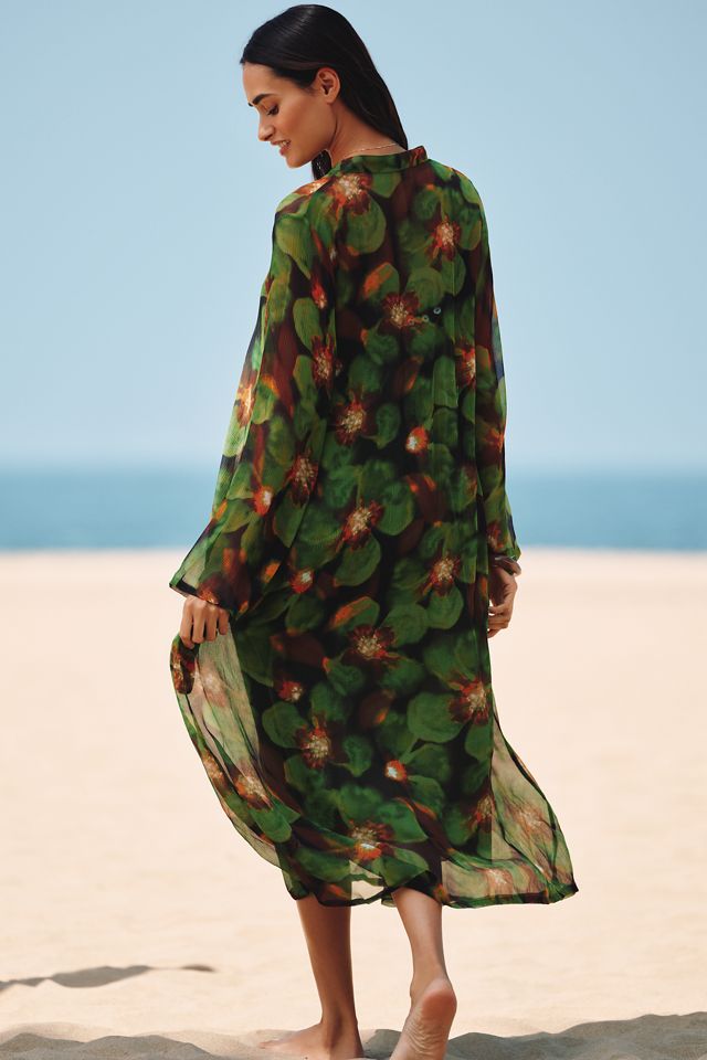 Chan Luu Long-Sleeve Floral Silk Kaftan #1