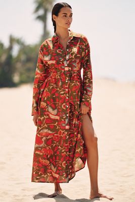 Chan Luu Long-Sleeve Floral Maxi Kaftan