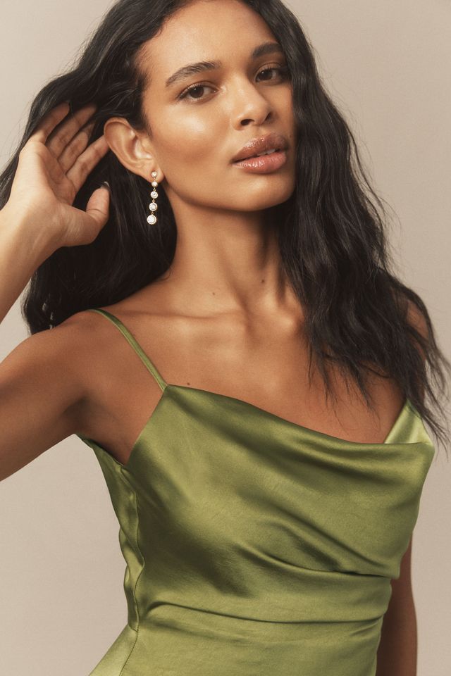 BHLDN Delaney Scoop-Neck Scarf High-Shine Satin Maxi Dress #6