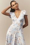 BHLDN Sammie Short-Sleeve Bow-Back Satin Maxi Dress