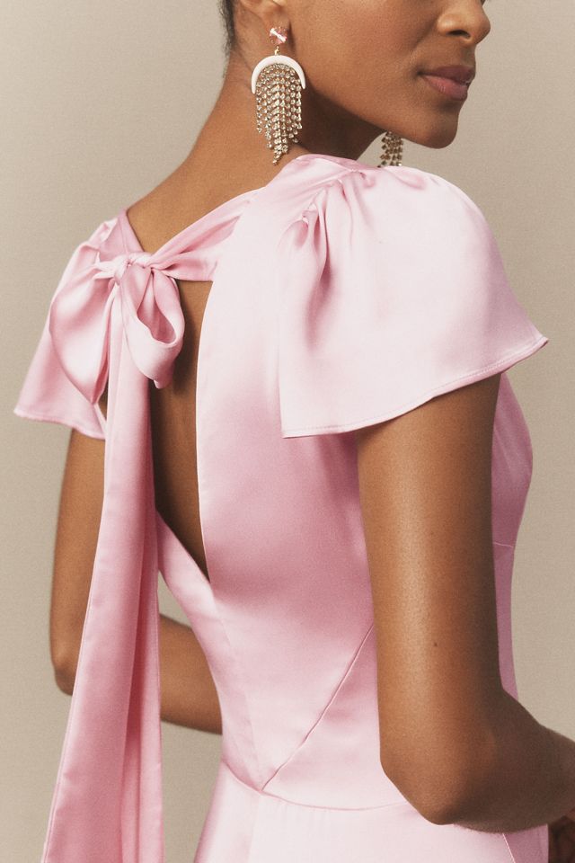 BHLDN Sammie Short-Sleeve Bow-Back Satin Maxi Dress #3