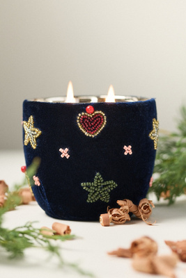 Anthropologie Velvet Icon Woody Fresh Balsam & Cedarwood Glass Candle In Multi