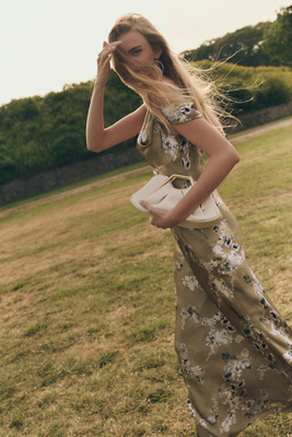 Abigail Asymmetric Cowl-Neck High-Shine Satin Maxi Dress