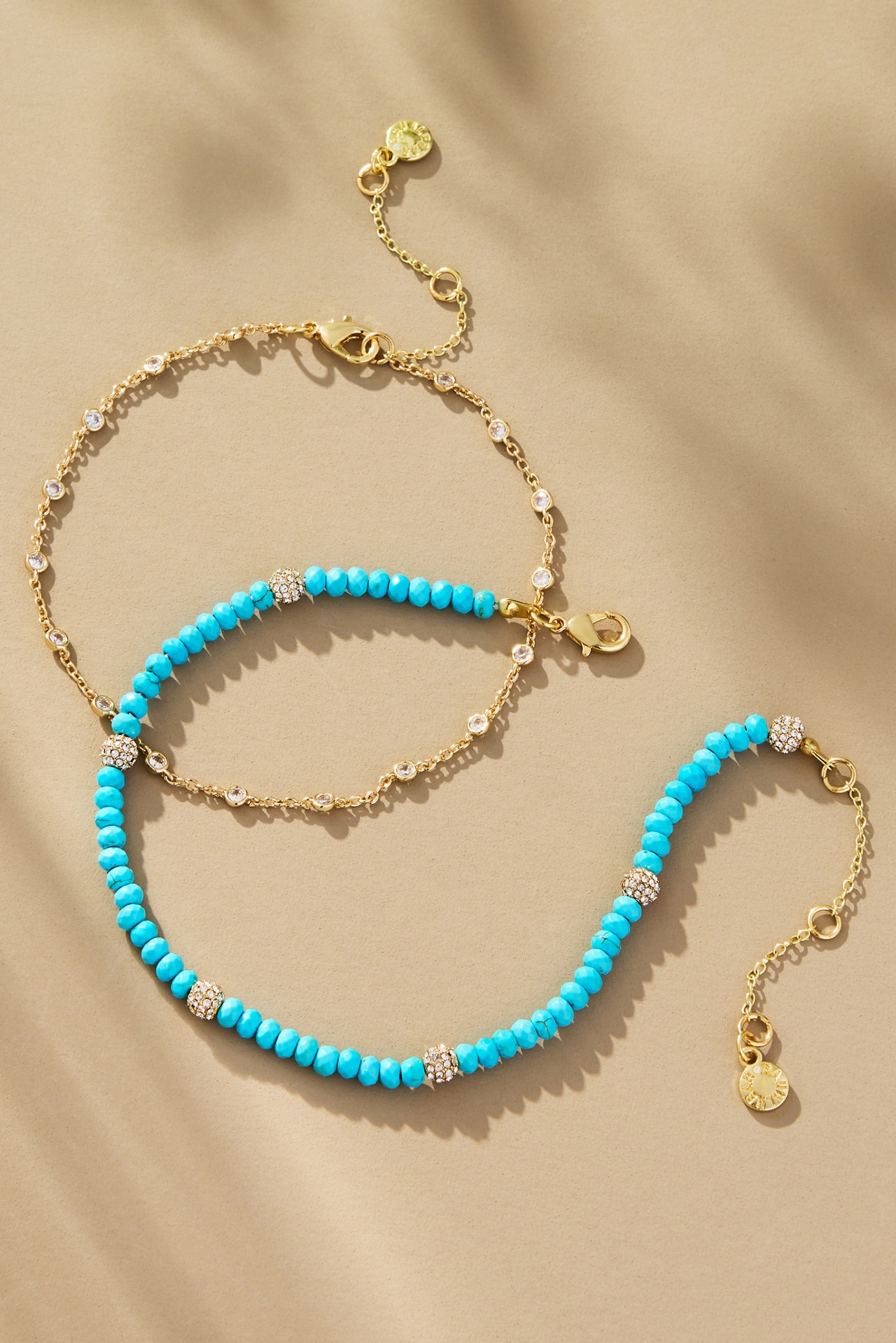 BaubleBar Marina Beaded Anklets, Set of 2
