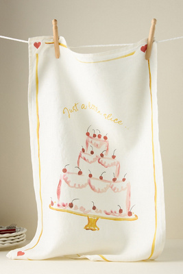 Dinette Little Slice Linen Dish Towel In Pink
