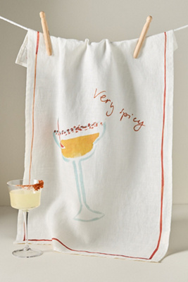 Dinette Very Spicy Linen Dish Towel In Orange