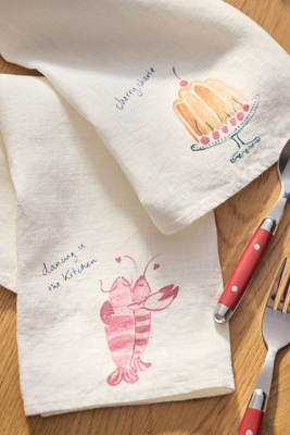 Dinette Lobster Linen Napkins, Set Of 2
