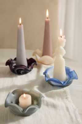 Milky Swirl Glass Votive Holder