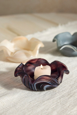 Terrain Milky Swirl Glass Votive Holder In Multi