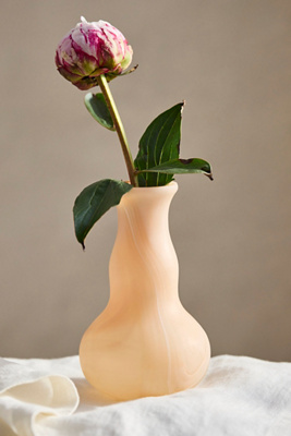 Terrain Milky Swirl Glass Bud Vase, Long Neck