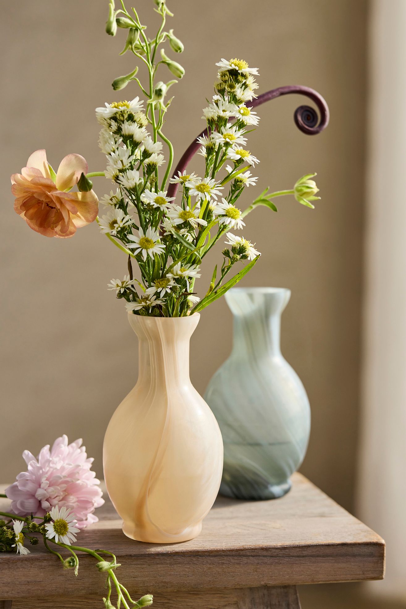 Milky Swirl Glass Bud Vase, Short Neck - Sand, Standard, One Size