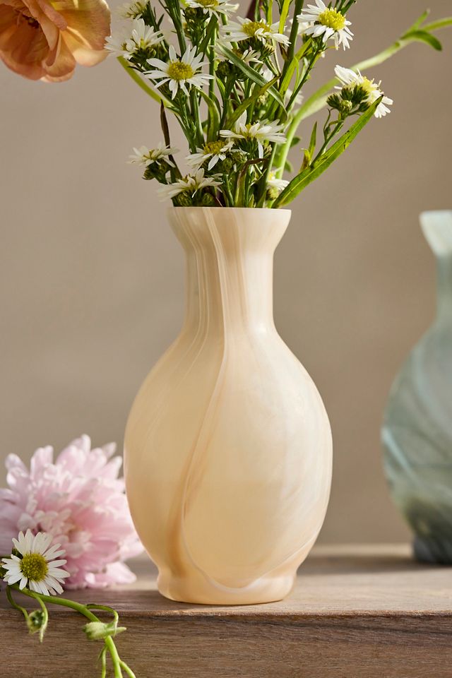 Milky Swirl Glass Bud Vase, Short Neck #1